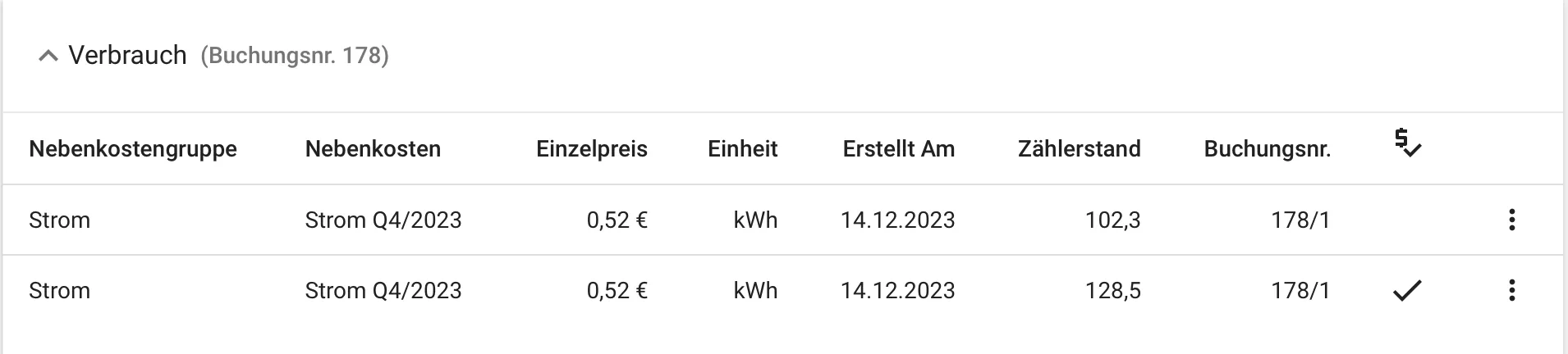 nebenkosten erfassen