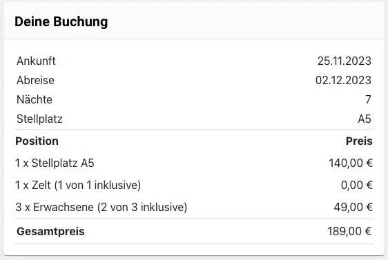 camping gast buchung